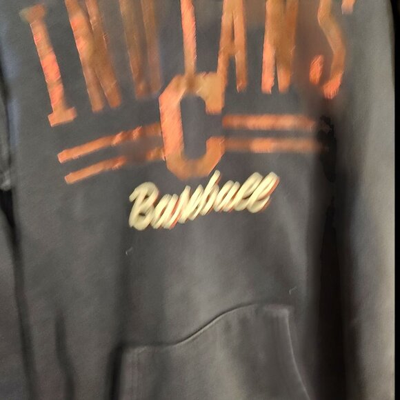 Majestic Clevelad Indians Baseball Hoodie Womens Size Small Navy Blue Sweatshirt - Picture 6 of 6